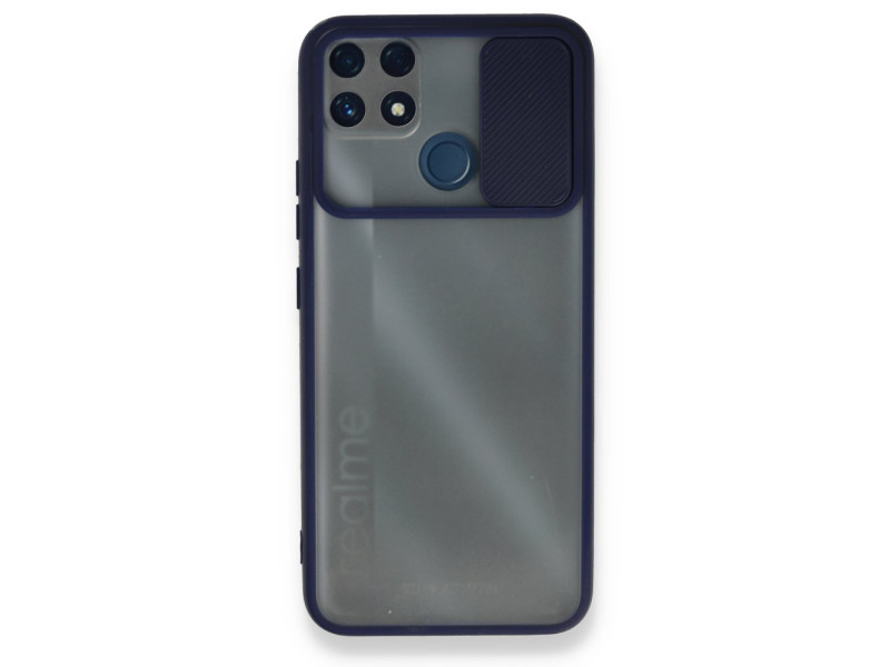 Newface Realme C25s Kılıf Palm Buzlu Kamera Sürgülü Silikon - Lacivert