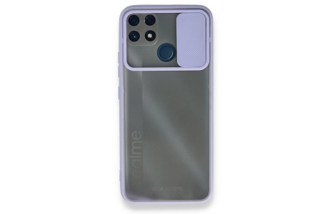 Newface Realme C25s Kılıf Palm Buzlu Kamera Sürgülü Silikon - Lila