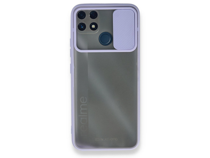 Newface Realme C25s Kılıf Palm Buzlu Kamera Sürgülü Silikon - Lila