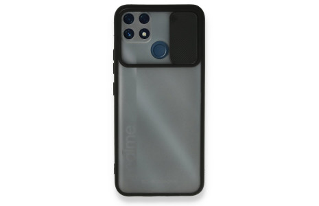Newface Realme C25s Kılıf Palm Buzlu Kamera Sürgülü Silikon - Siyah