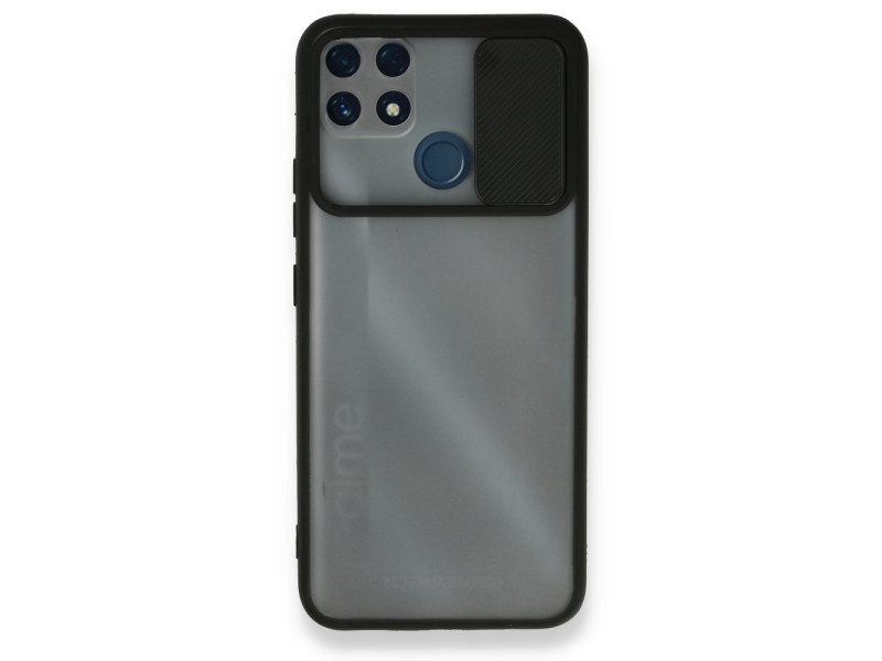 Newface Realme C25s Kılıf Palm Buzlu Kamera Sürgülü Silikon - Siyah