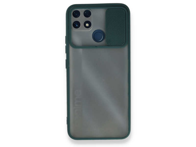 Newface Realme C25s Kılıf Palm Buzlu Kamera Sürgülü Silikon - Yeşil