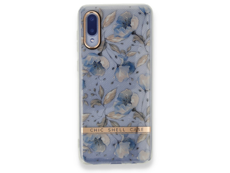 Newface Samsung Galaxy A02 Kılıf Çiçekli Silikon - Lila