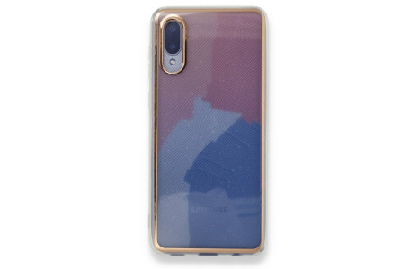 Newface Samsung Galaxy A02 Kılıf Çiçekli Silikon - Pembe-Mavi