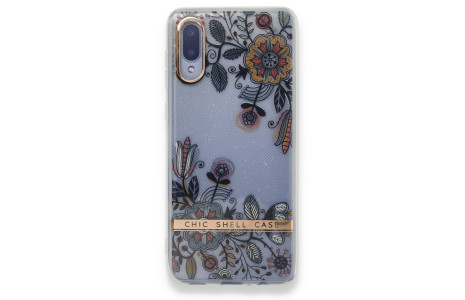 Newface Samsung Galaxy A02 Kılıf Çiçekli Silikon - Siyah