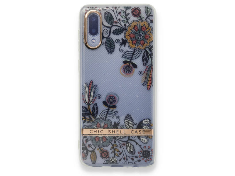 Newface Samsung Galaxy A02 Kılıf Çiçekli Silikon - Siyah