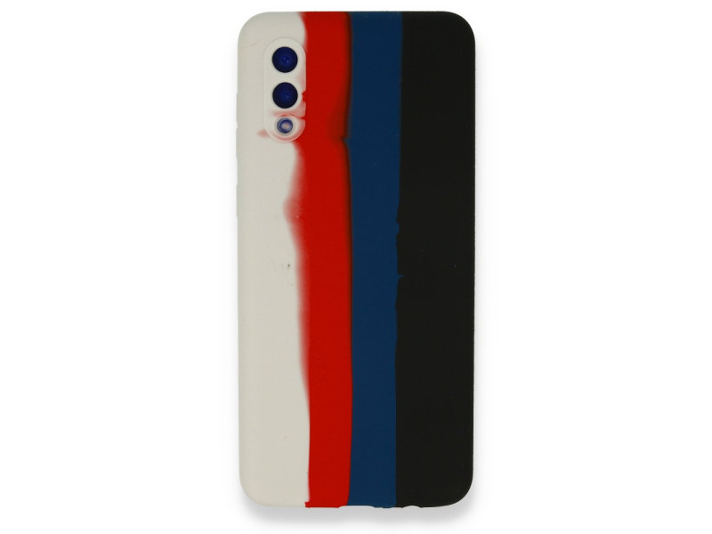 Newface Samsung Galaxy A02 Kılıf Ebruli Lansman Silikon - Beyaz-Siyah