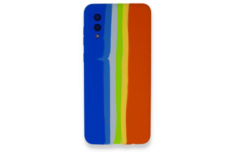 Newface Samsung Galaxy A02 Kılıf Ebruli Lansman Silikon - Mavi-Turuncu