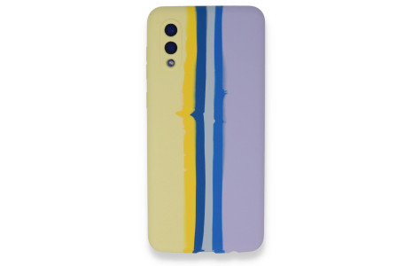 Newface Samsung Galaxy A02 Kılıf Ebruli Lansman Silikon - Sarı-Lila