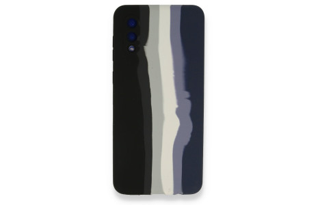 Newface Samsung Galaxy A02 Kılıf Ebruli Lansman Silikon - Siyah-Lacivert
