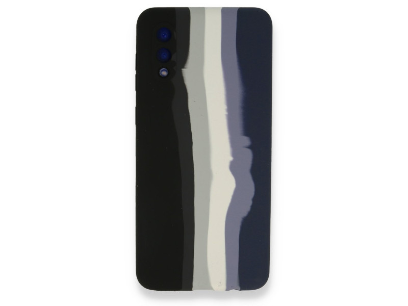 Newface Samsung Galaxy A02 Kılıf Ebruli Lansman Silikon - Siyah-Lacivert