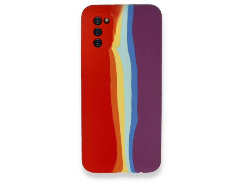 Newface Samsung Galaxy A02S Kılıf Ebruli Lansman Silikon - Kırmızı-Mor