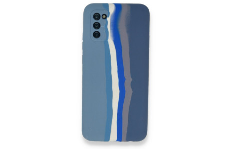 Newface Samsung Galaxy A02S Kılıf Ebruli Lansman Silikon - Mavi-Gri