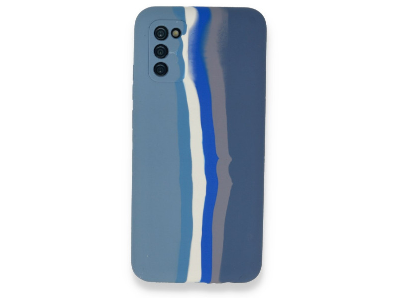 Newface Samsung Galaxy A02S Kılıf Ebruli Lansman Silikon - Mavi-Gri