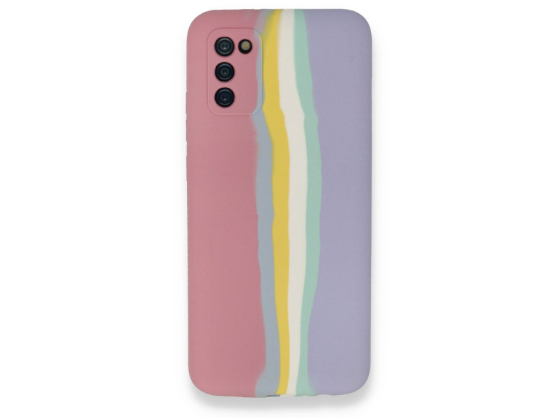 Newface Samsung Galaxy A02S Kılıf Ebruli Lansman Silikon - Pembe-Lila