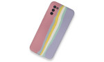 Newface Samsung Galaxy A02S Kılıf Ebruli Lansman Silikon - Pembe-Lila