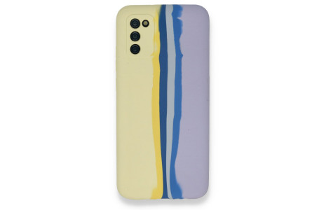 Newface Samsung Galaxy A02S Kılıf Ebruli Lansman Silikon - Sarı-Lila