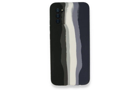 Newface Samsung Galaxy A02S Kılıf Ebruli Lansman Silikon - Siyah-Lacivert