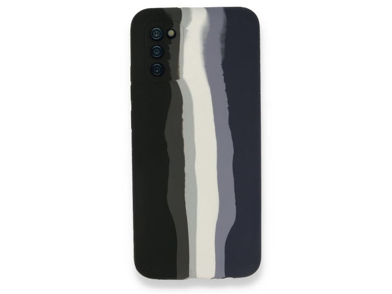 Newface Samsung Galaxy A02S Kılıf Ebruli Lansman Silikon - Siyah-Lacivert