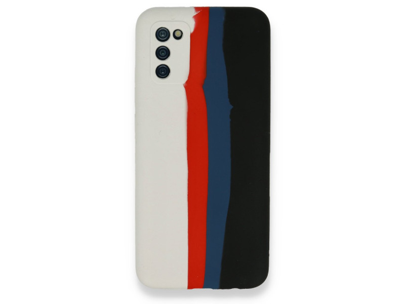 Newface Samsung Galaxy A03S Kılıf Ebruli Lansman Silikon - Beyaz-Siyah