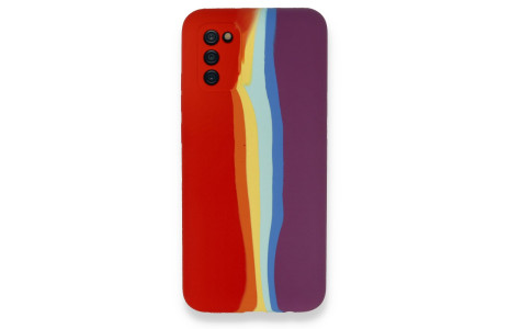 Newface Samsung Galaxy A03S Kılıf Ebruli Lansman Silikon - Kırmızı-Mor
