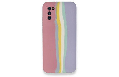 Newface Samsung Galaxy A03S Kılıf Ebruli Lansman Silikon - Pembe-Lila