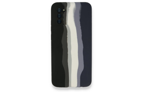 Newface Samsung Galaxy A03S Kılıf Ebruli Lansman Silikon - Siyah-Lacivert