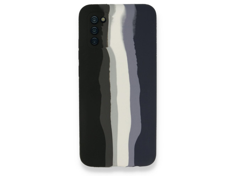 Newface Samsung Galaxy A03S Kılıf Ebruli Lansman Silikon - Siyah-Lacivert