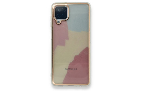 Newface Samsung Galaxy A12 Kılıf Çiçekli Silikon - Buz Mavi