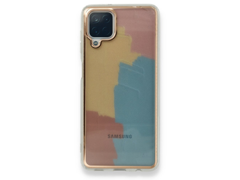 Newface Samsung Galaxy A12 Kılıf Çiçekli Silikon - Kırmızı