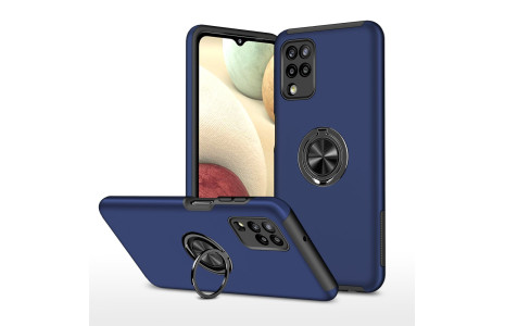 Newface Samsung Galaxy A22 Kılıf Elit Yüzüklü Kapak - Lacivert