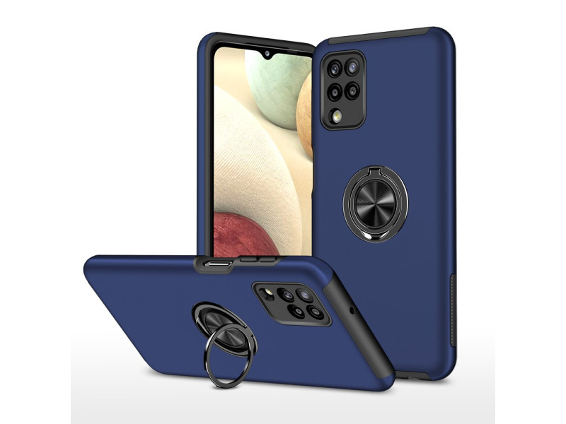 Newface Samsung Galaxy A22 Kılıf Elit Yüzüklü Kapak - Lacivert