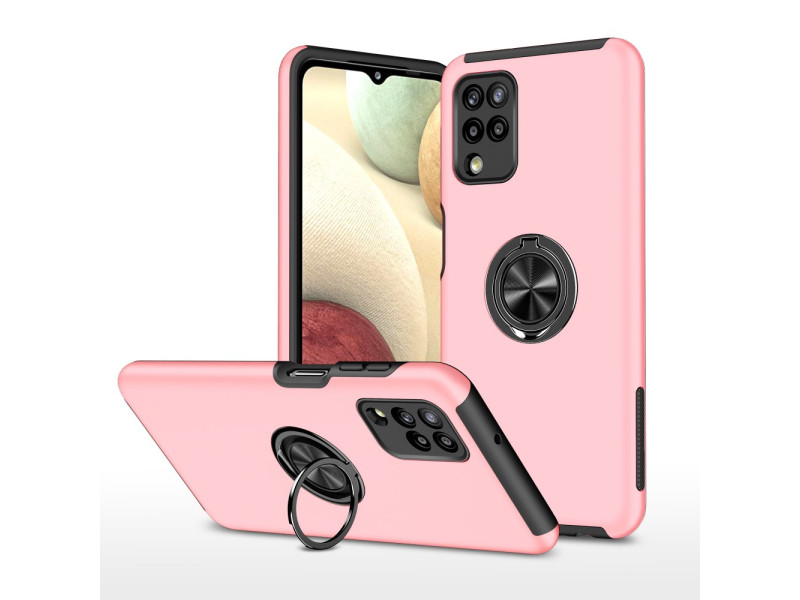Newface Samsung Galaxy A22 Kılıf Elit Yüzüklü Kapak - Pembe