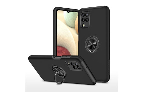 Newface Samsung Galaxy A22 Kılıf Elit Yüzüklü Kapak - Siyah