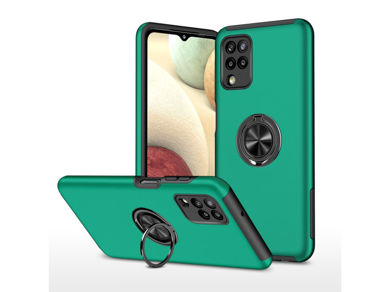 Newface Samsung Galaxy A22 Kılıf Elit Yüzüklü Kapak - Yeşil