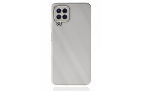 Newface Samsung Galaxy A12 Kılıf Glass Kapak - Beyaz