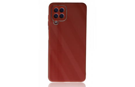 Newface Samsung Galaxy A22 Kılıf Glass Kapak - Bordo