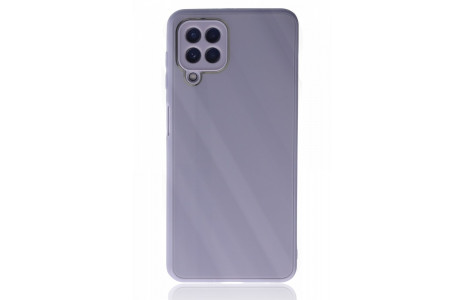 Newface Samsung Galaxy A12 Kılıf Glass Kapak - Lila