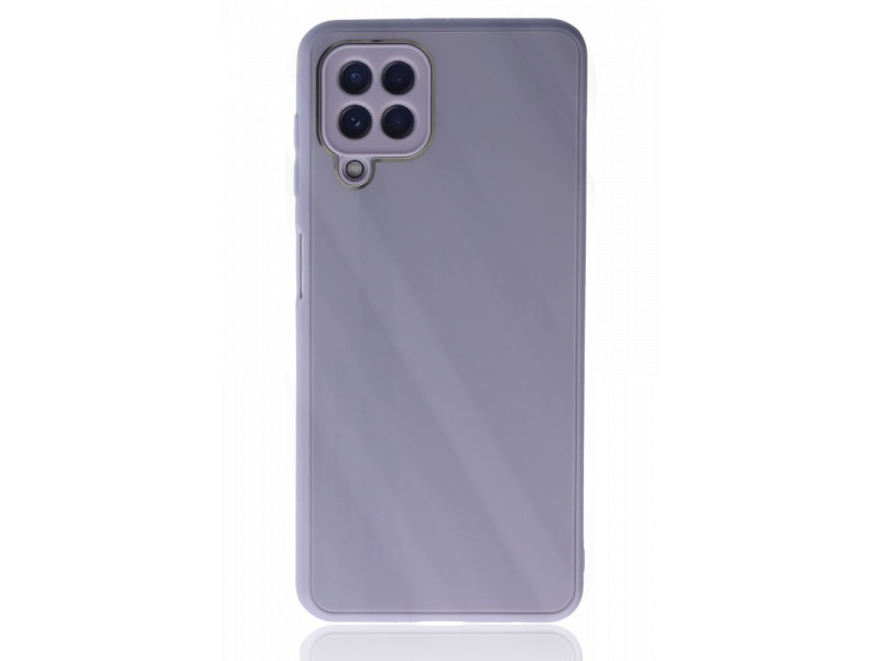 Newface Samsung Galaxy A12 Kılıf Glass Kapak - Lila