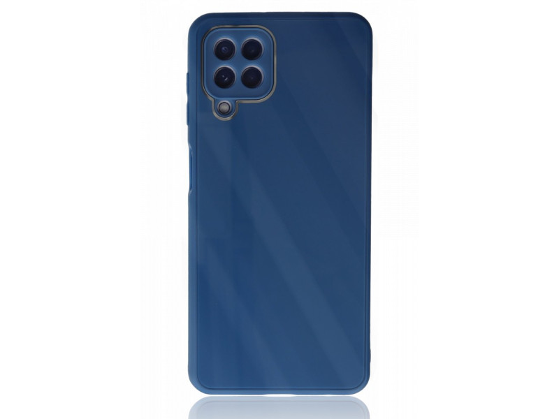 Newface Samsung Galaxy A22 Kılıf Glass Kapak - Mavi