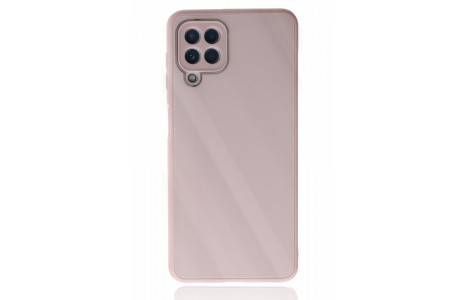 Newface Samsung Galaxy A22 Kılıf Glass Kapak - Pembe