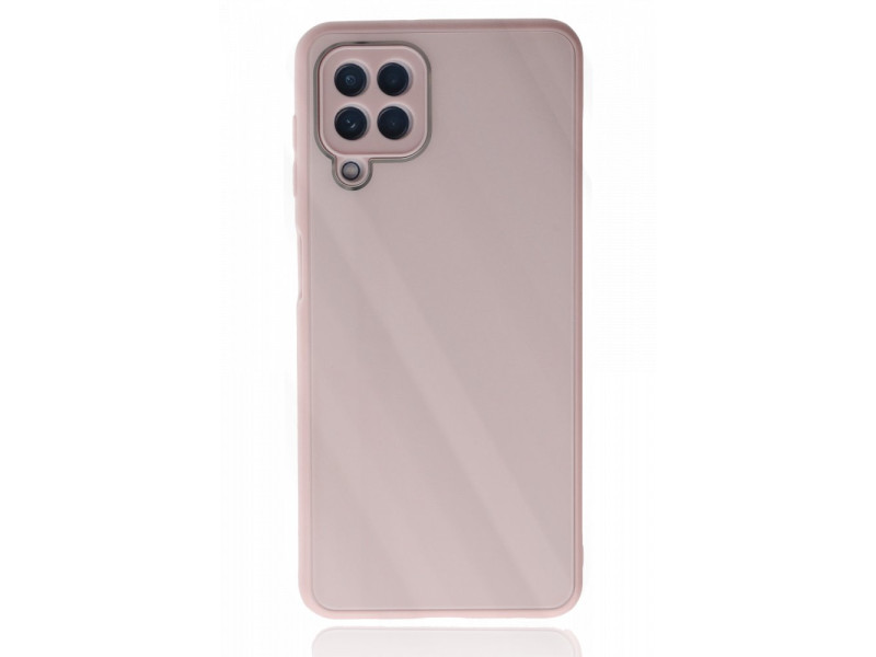 Newface Samsung Galaxy A22 Kılıf Glass Kapak - Pembe
