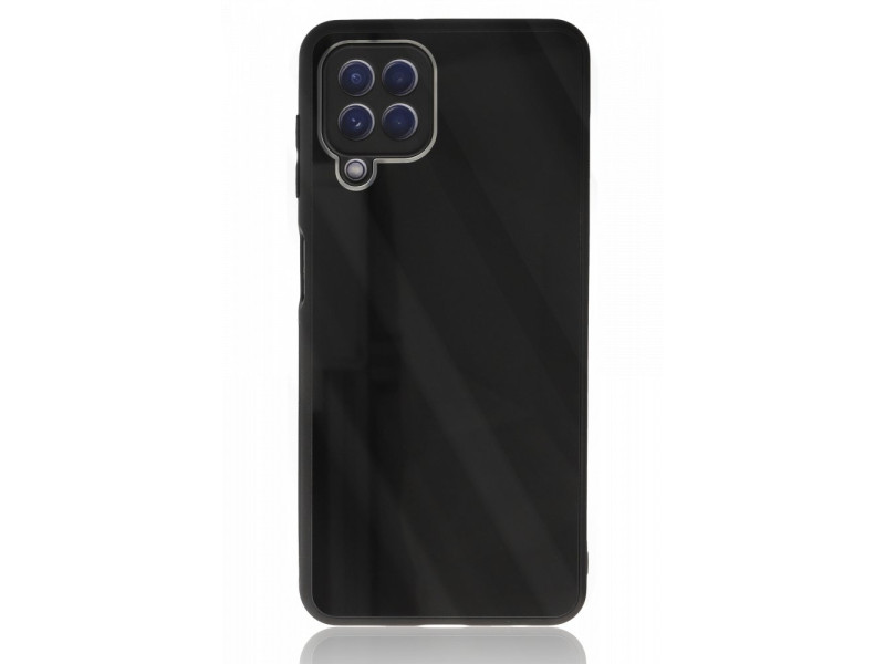 Newface Samsung Galaxy A22 Kılıf Glass Kapak - Siyah