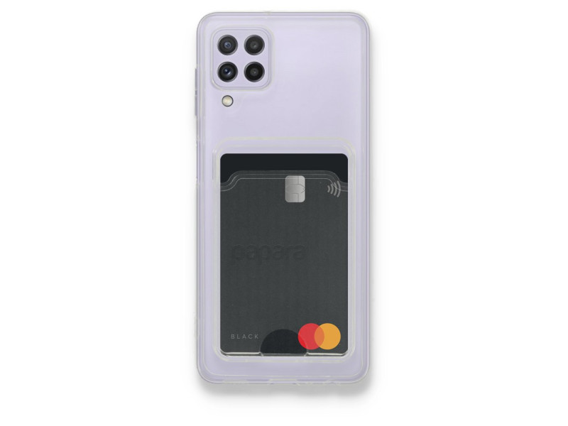 Newface Samsung Galaxy A22 Kılıf Kart Şeffaf Silikon - Şeffaf