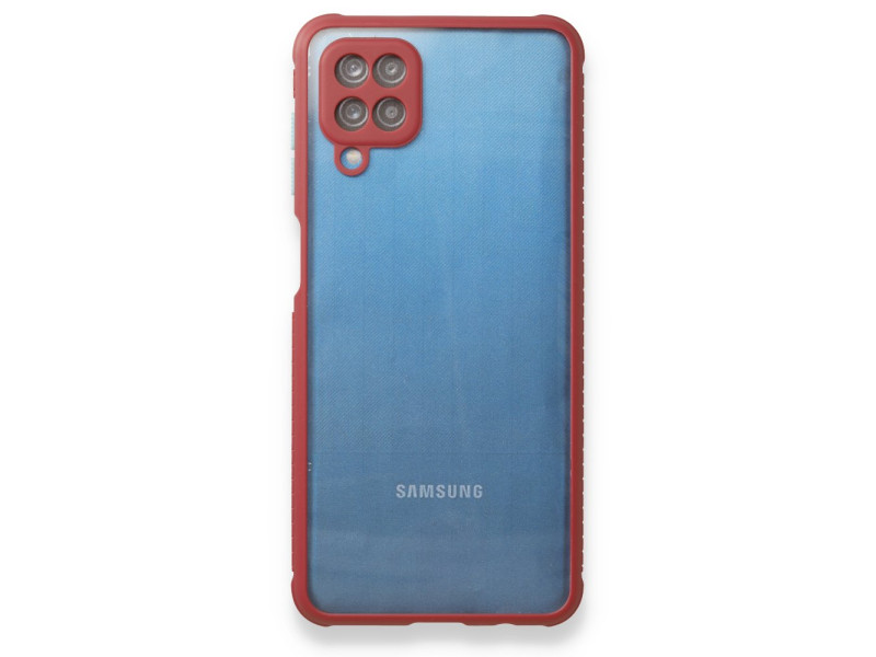 Newface Samsung Galaxy A22 Kılıf Miami Şeffaf Silikon - Kırmızı