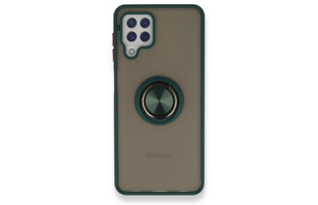 Newface Samsung Galaxy A22 Kılıf Montreal Yüzüklü Silikon Kapak - Yeşil