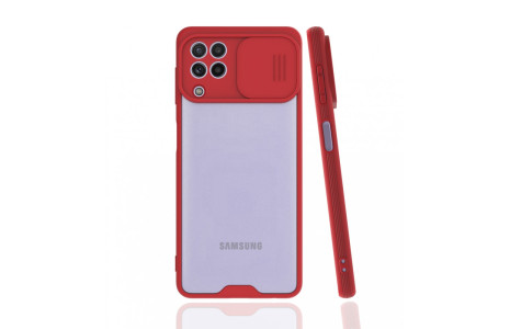 Newface Samsung Galaxy A22 Kılıf Platin Kamera Koruma Silikon - Kırmızı