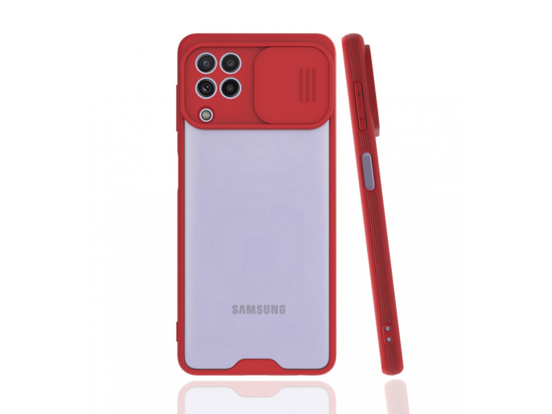 Newface Samsung Galaxy A22 Kılıf Platin Kamera Koruma Silikon - Kırmızı