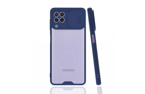 Newface Samsung Galaxy A22 Kılıf Platin Kamera Koruma Silikon - Lacivert