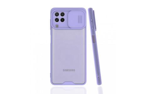 Newface Samsung Galaxy A22 Kılıf Platin Kamera Koruma Silikon - Lila